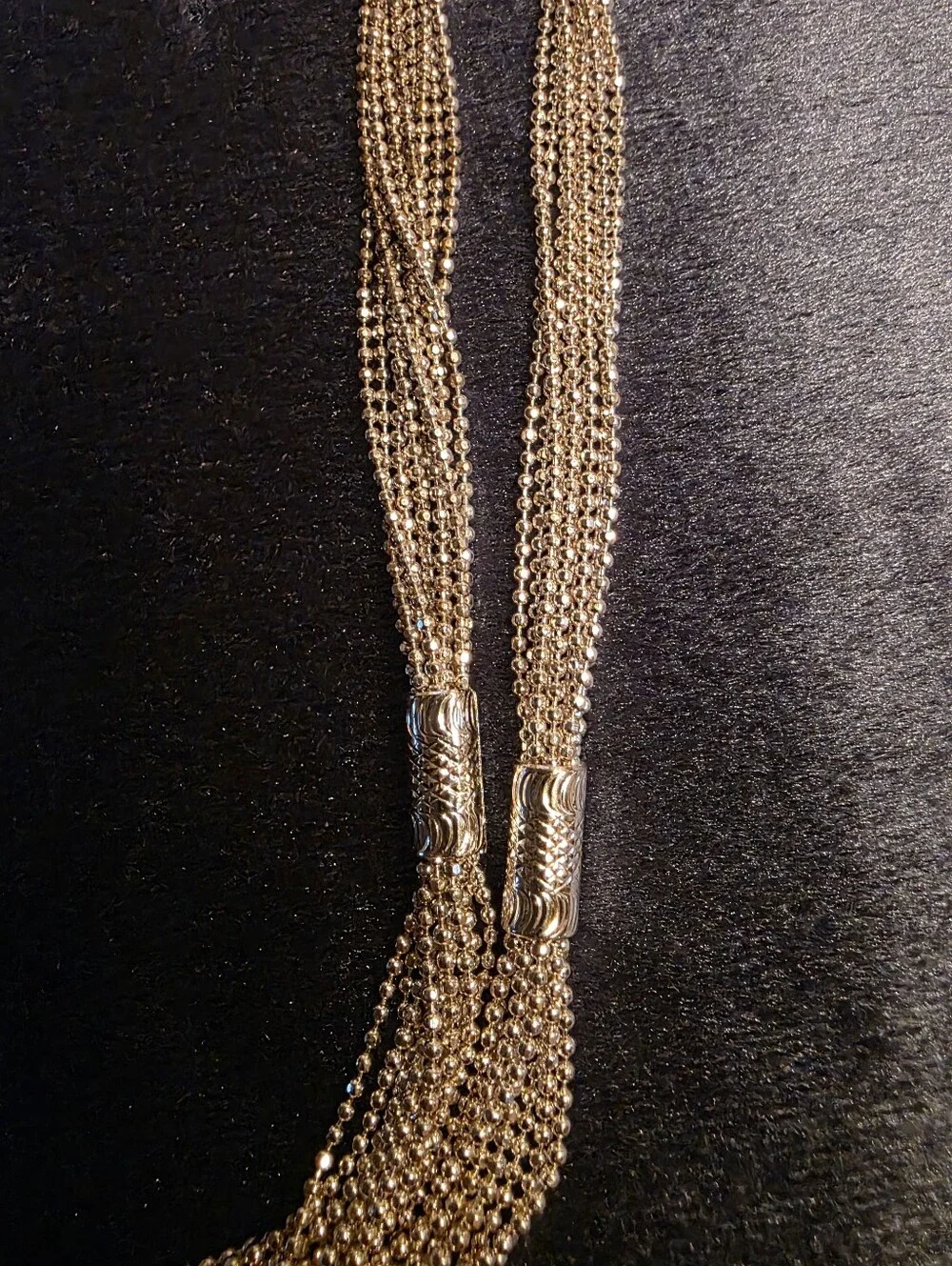 Monet Liquid Silver Multi Strand Mesh Chain Waterfall Statement Necklace Layered